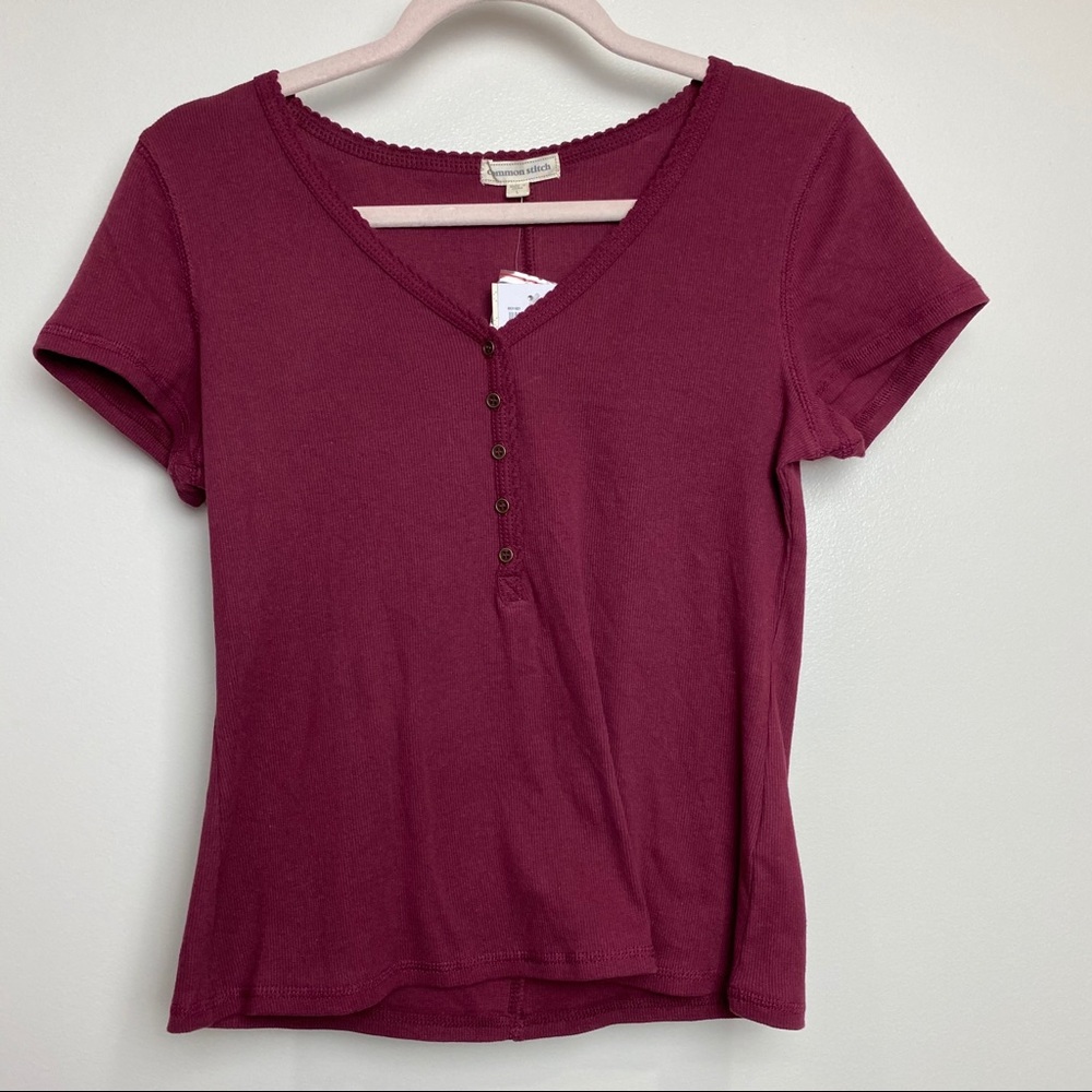 Common Stitch Sz large juniors top maroon red New